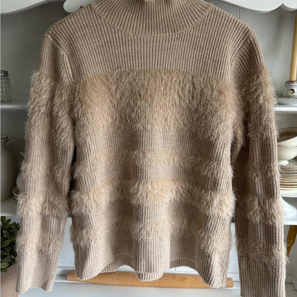 Calvin Klein Tan Textured Turtleneck Sweater